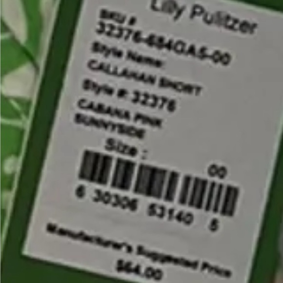 Lilly Pulitzer Callahan Shorts NWT Sz 00 - Picture 5 of 5